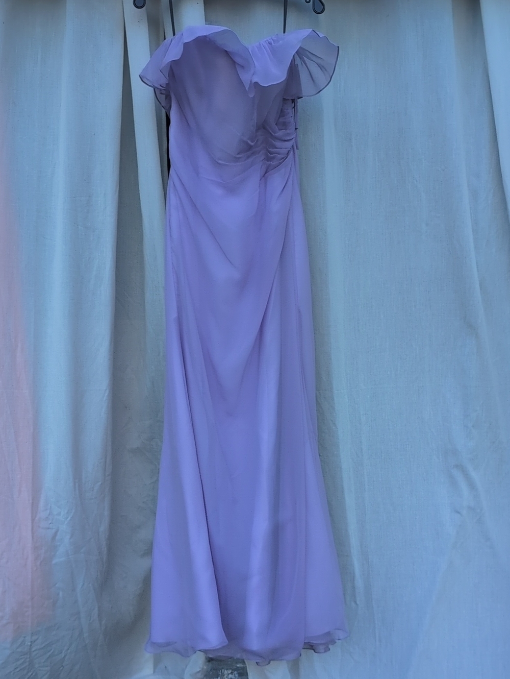 Strapless Lilac Chiffon Evening Gown